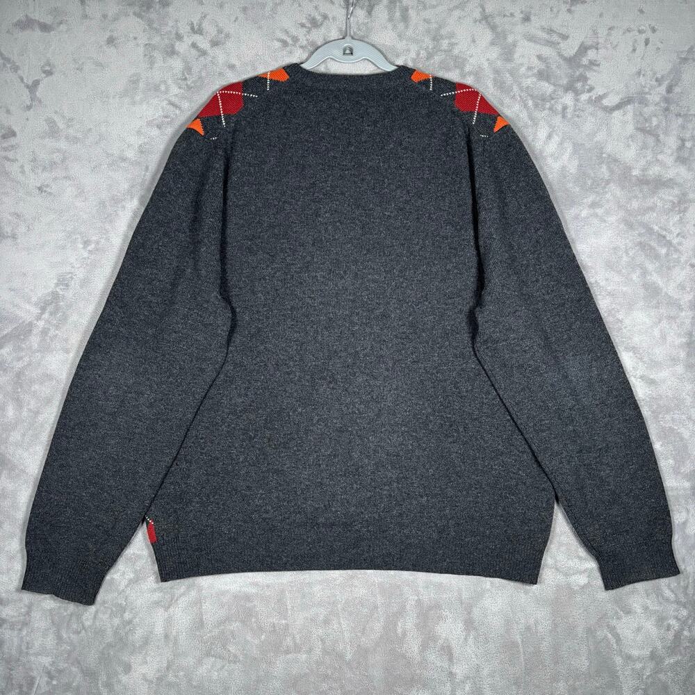 Vintage Brooks Brothers Lambswool Argyle V-Neck Sweater XL Made in Hong Kong - Picture 5 of 6